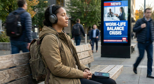 Calm woman meditating amidst a chaotic city environment. Navigating stress and uncertainty in the 2026 Year of the Fire Horse - MINDNESS